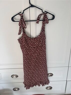 Audrey 3+1 Burgundy Floral Tie-Shoulder Mini Dress